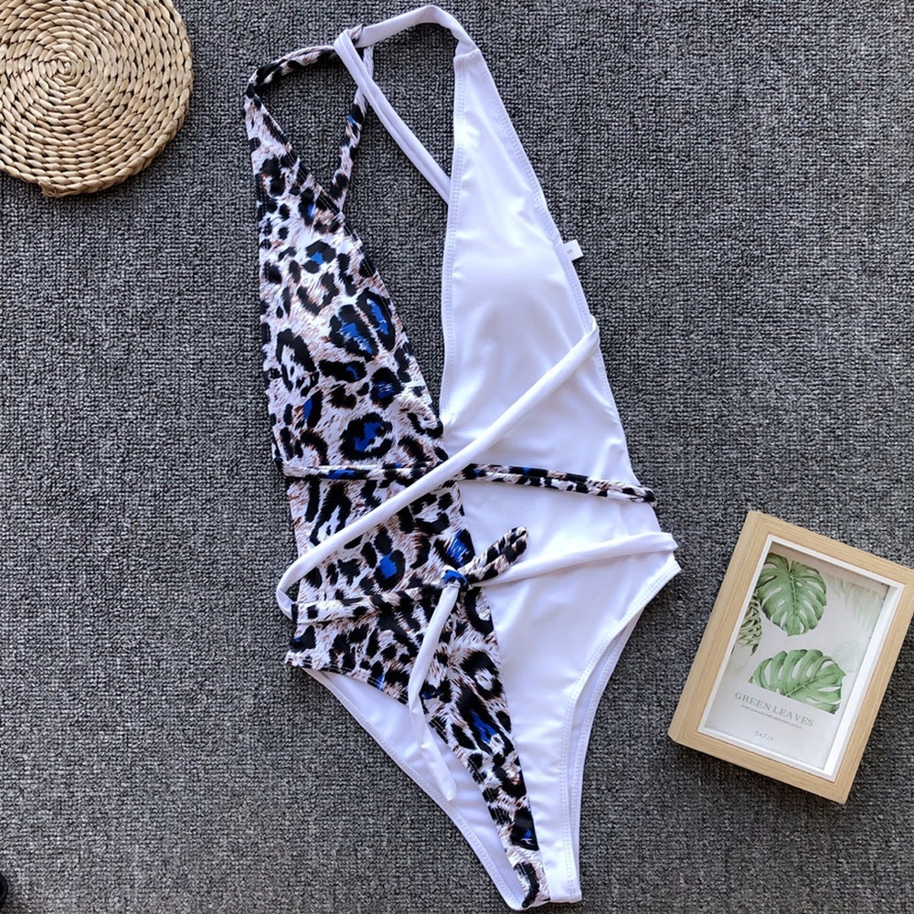 Leopard Criss Cross Backless One Piece Swimsuit - Picture 5 of 10